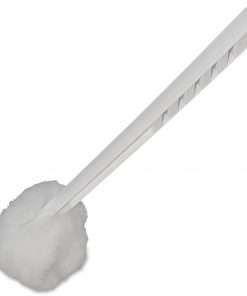 Genuine Joe Toilet Bowl Mop - 4.50" Head - 12" Plastic Handle - Durable, Scrubber Strip, Acid Resistant - 25 / Carton - White