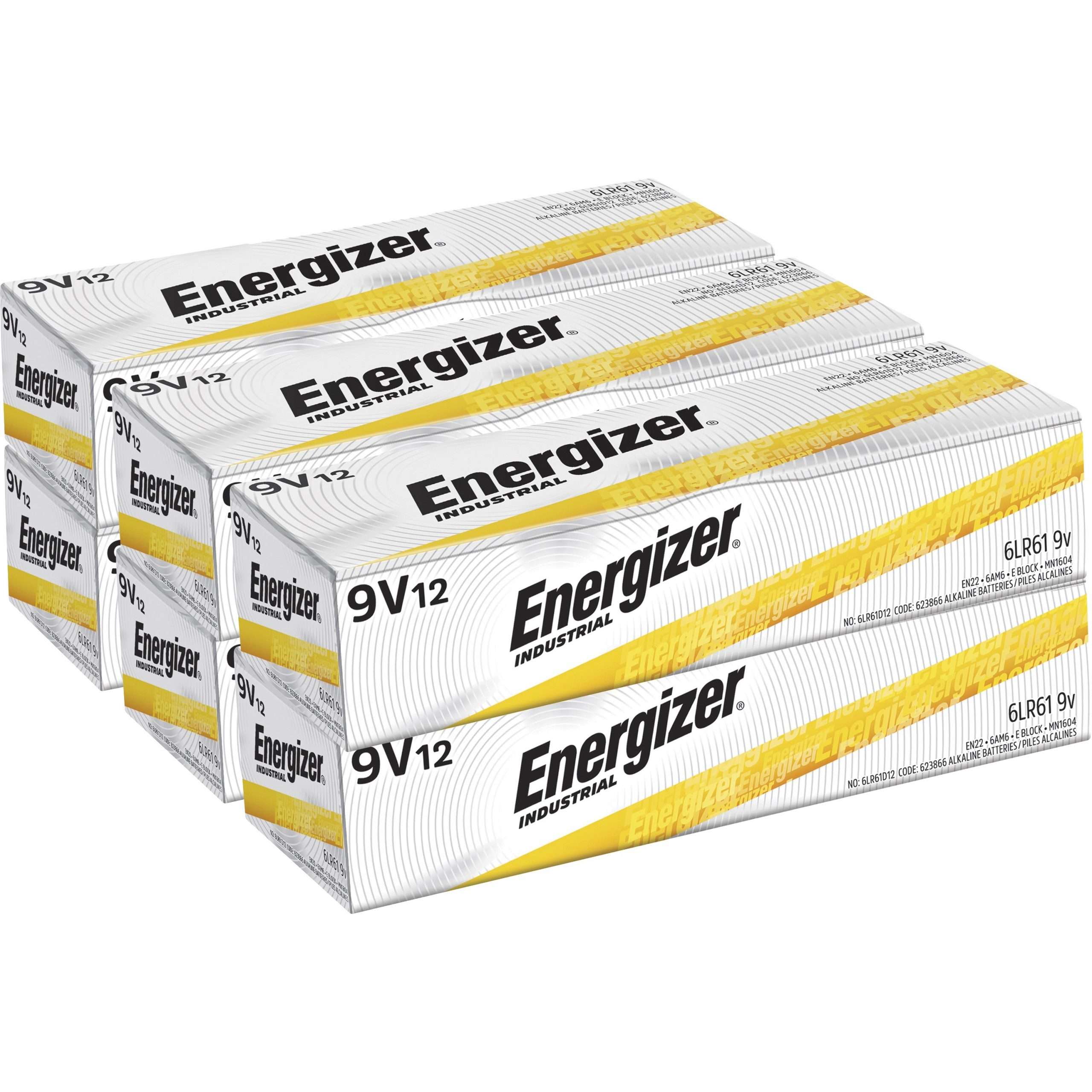 Energizer Industrial Alkaline 9V Battery - For Multipurpose - 9V - 9 V DC - 72 / Carton