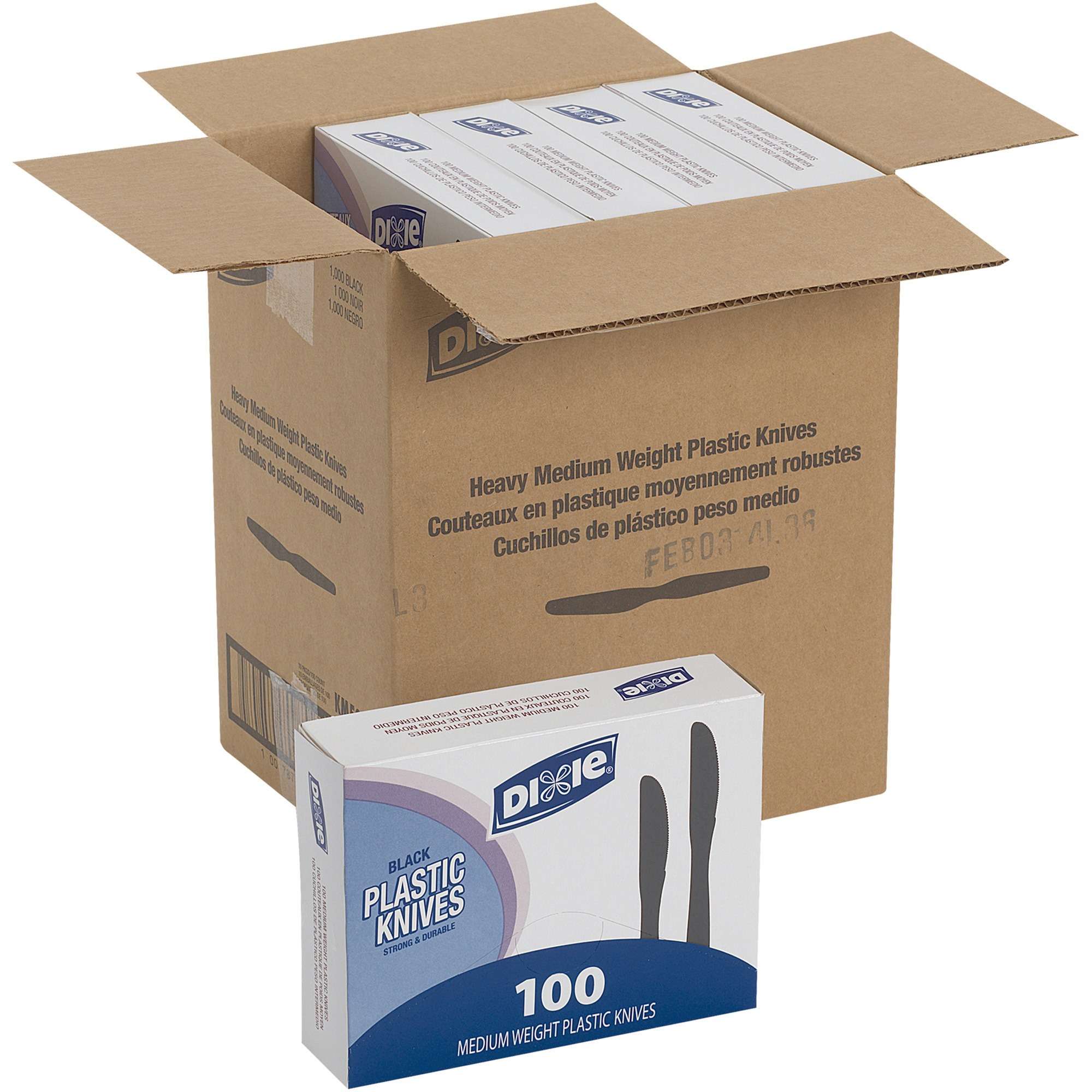 Dixie Medium-weight Disposable Knives Grab-N-Go by GP Pro - 100 / Box - 1000 Piece(s) - 1000/Carton - Knife - 1000 x Knife - Plastic, Polystyrene - Black