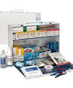 First Aid Only 2-Shelf First Aid Cabinet with Medications - ANSI Compliant - 446 x Piece(s) For 75 x Individual(s) - 11" Height x 15.3" Width x 4.5" Depth Length - Steel Case - 1 Each