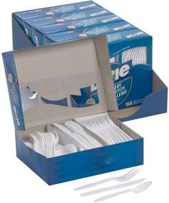 Dixie Heavyweight Disposable Forks, Knives & Spoons Combo Boxes by GP Pro - 168 / Box - 168 Piece(s) - 1008/Carton - Cutlery Set - 56 x Spoon - 56 x Fork - 56 x Knife - Plastic - White