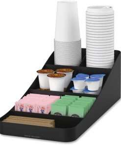 Mind Reader EMS Mind Trove 7-Condiment Coffee Organizer - 7 Compartment(s) - 5.3" Height x 7.8" Width x 16" Depth - Black - Plastic - 1 Each