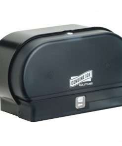 Genuine Joe Solutions Standard Bath Tissue Roll Dispenser - Manual - 2000 x Sheet, 2 x Roll - Black - Sliding Door - 1 Each