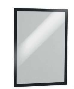 DURABLE&reg; DURAFRAME&reg; Self-Adhesive Magnetic Tabloid Sign Holder - Horizontal or Vertical, 12.25" x 18" Frame Size - Holds 11" x 17" Insert, 2 -Pack, Black