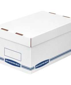 Bankers Box Organizers Storage Boxes - External Dimensions: 8.3" Width x 12.9" Depth x 6.5" Height - Medium Duty - Single/Double Wall - Stackable - White, Blue - For Storage - Recycled - 12 / Carton