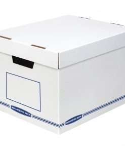 Bankers Box Organizers Storage Boxes - External Dimensions: 12.8" Width x 16.5" Depth x 10.5" Height - Medium Duty - Single/Double Wall - Stackable - White, Blue - For Storage - Recycled - 12 / Carton