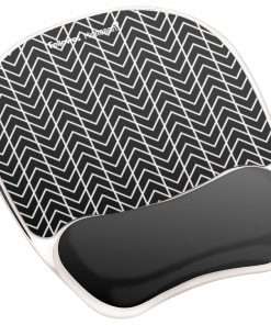 Fellowes Photo Gel Mouse Pad Wrist Rest with Microban&reg; - Black Chevron - Chevron - 9.25" x 7.88" x 0.88" Dimension - Black, White - Gel, Rubber - Stain Resistant, Skid Proof - 1 Pack