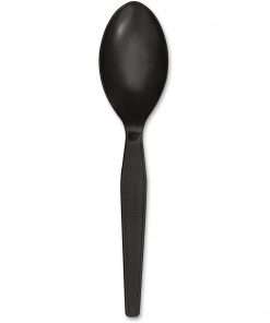 Genuine Joe Heavyweight Spoon - 1 Piece(s) - 1000/Carton - Spoon - 1 x Spoon - Disposable - Textured - Black