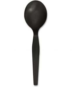 Genuine Joe Heavyweight Disposable Soup Spoons - 1 Piece(s) - 1000/Carton - Soup Spoon - 1 x Soup Spoon - Disposable - Textured - Black
