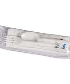 Genuine Joe Fork/Knife/Spoon Utensil Kit - 250 Piece(s) - 250/Carton - Cutlery Set - 1 x Spoon - 1 x Fork - 1 x Knife - Disposable - Polystyrene - White