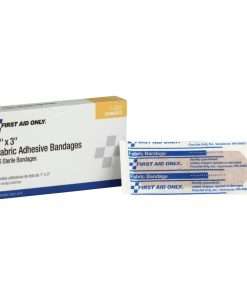First Aid Only Fabric Adhesive Bandages - 1" x 3" - 1Each - 16 Per Box - White - Fabric