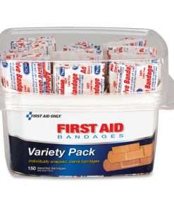 First Aid Only Assorted Bandage Box Kit - 1Each - 150 - Clear - Plastic, Fabric