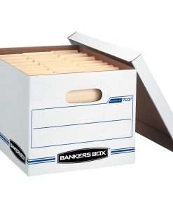 Bankers Box STOR/FILE File Storage Box - External Dimensions: 12.5" Width x 16.3" Depth x 10.5"Height - Media Size Supported: Legal, Letter - Lift-off Closure - Basic Duty - Stackable - Corrugated - White - Recycled - 20 / Carton