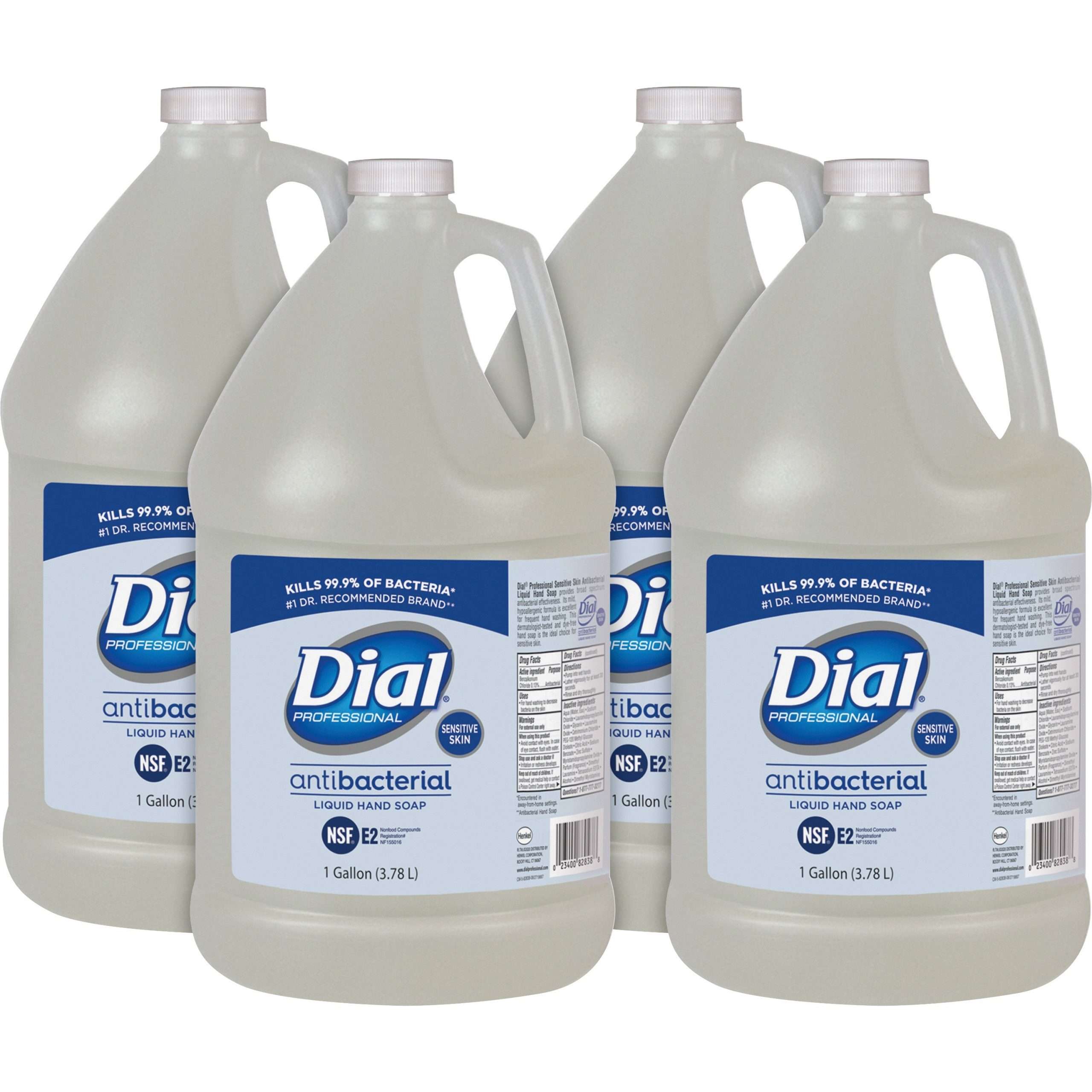 Dial Sensitive Skin Antimicrobial Soap Refill - Floral Scent - 1 gal (3.8 L) - Kill Germs, Bacteria Remover, Yeast Remover, Mold Remover - Skin, Hand - Clear - 4 / Carton