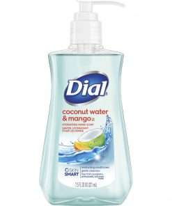 Dial Coconut Water/Mango Hand Soap Pump - Coconut Water & Mango Scent - 7.5 fl oz (221.8 mL) - Pump Bottle Dispenser - Kill Germs - Hand, Skin - Clear - Residue-free - 12 / Carton
