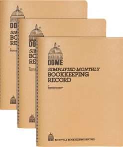 Dome Bookkeeping Record Book - 128 Sheet(s) - Wire Bound - 8.75" x 11.25" Sheet Size - White Sheet(s) - Beige Cover - Recycled - 3 / Bundle