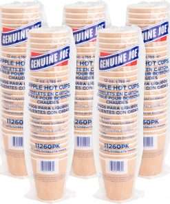 Genuine Joe Ripple Hot Cups - 12 fl oz - 125 / Bundle - Brown - Hot Drink