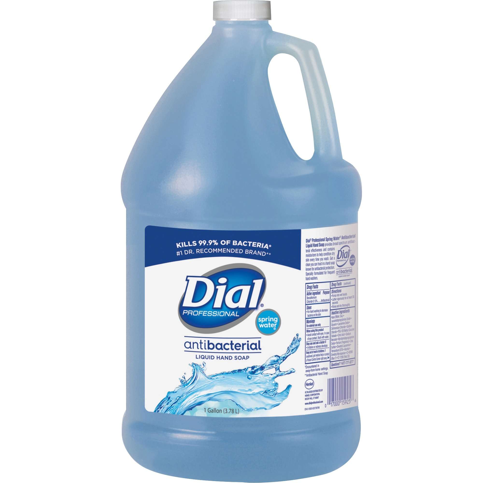 Dial Spring Water Scent Liquid Hand Soap - Spring Water Scent - 1 gal (3.8 L) - Kill Germs - Hand - Blue - 1 Each