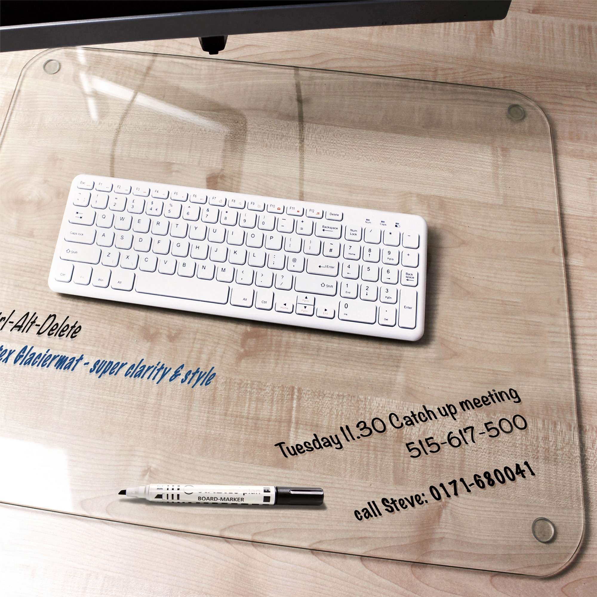 Desktex Glaciermat Glass Desk Pad - 36" Width x 20" Depth - Clear