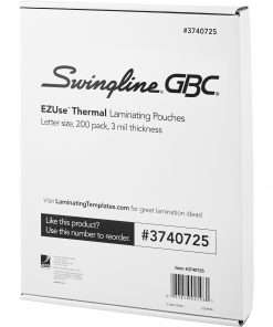 GBC EZUse Thermal Laminating Pouches - Sheet Size Supported: Letter 8.50" Width x 11" Length - Laminating Pouch/Sheet Size: 3 mil Thickness - UV Resistant, Fade Resistant - Clear - 200 / Pack