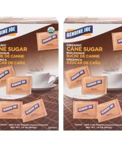 Genuine Joe Turbinado Natural Cane Sugar Packets - Packet - 0.159 oz (4.5 g) - Cane Sugar Flavor - Natural Sweetener - 400/Carton