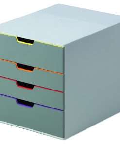 DURABLE&reg; VARICOLOR&reg; Desktop 4 Drawer Organizer - 11" W x 11-3/8" H x 14" D - 4 Drawers - Color Labeled Tabs - Charcoal