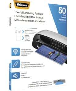 Fellowes Letter-Size Thermal Laminating Pouches - Sheet Size Supported: Letter 8.50" Width x 11" Length - Laminating Pouch/Sheet Size: 9" Width3 mil Thickness - Glossy - for Document - Photo-safe, Durable - Clear - 50 / Pack