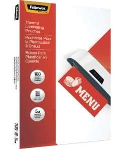 Fellowes Menu Size Thermal Laminating Pouches - Sheet Size Supported: Menu 11.50" Width x 17.50" Length - Laminating Pouch/Sheet Size: 11.50" Width5 mil Thickness - Glossy - for Document, Menu - Photo-safe, Durable - Clear - 100 / Pack
