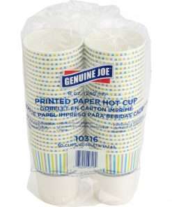 Genuine Joe Hot Cup - 8 fl oz - 50 / Pack - Assorted - Paper - Hot Chocolate, Cappuccino, Tea, Coffee, Beverage