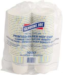 Genuine Joe Hot Cup - 10 fl oz - 50 / Pack - Assorted - Paper - Hot Chocolate, Cappuccino, Tea, Coffee, Beverage