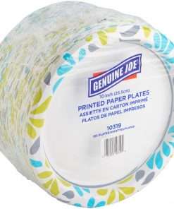 Genuine Joe Printed Paper Plates - Disposable - Assorted - 125 / Pack