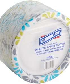 Genuine Joe Printed Paper Plates - Disposable - Assorted - 125 / Pack