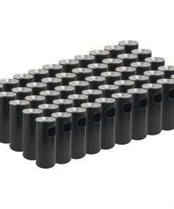 Genuine Joe Fire-safe 3-Gallon Ashtray Receptacle - 3 gal Capacity - Fire-Safe, Removable Lid - Stainless Steel, Aluminum - Black, Aluminum - 50 / Pallet