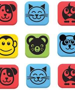 Flipside Student Animal Whiteboard Eraser Set - Assorted - Square - EVA Foam - 2" Width x 2" Height x - 2" Length - 12 / Set - Magnetic