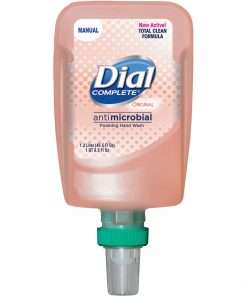 Dial FIT Manual Refill Antimicrobial Soap - 40.6 fl oz (1200 mL) - Pump Bottle Dispenser - Kill Germs - Hand - Peach - Non-drying - 3 / Carton