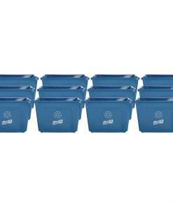 Genuine Joe 14-Gallon Recycling Bin - 14 gal Capacity - Rectangular - Yes - 14.5" Height x 19.5" Width x 15.4" Depth - Plastic - Blue - 12 / Carton