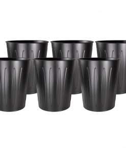 Genuine Joe 6-gallon Steel Fire-safe Trash Can - 6 gal Capacity - 14" Height x 13" Diameter - Metal, Steel - Black - 6 / Carton