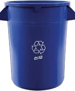 Genuine Joe 32-gallon Heavy-duty Trash Container - 32 gal Capacity - Plastic - Blue - 6 / Carton