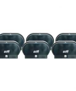 Genuine Joe Standard Bath Tissue Roll Dispenser - Manual - Roll - 2000 x Sheet, 2 x Roll - Black - Sliding Door - 6 / Carton