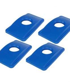 Genuine Joe 23-gallon Recycling Bin Round Cutout Lid - Round - 4 / Carton - Blue