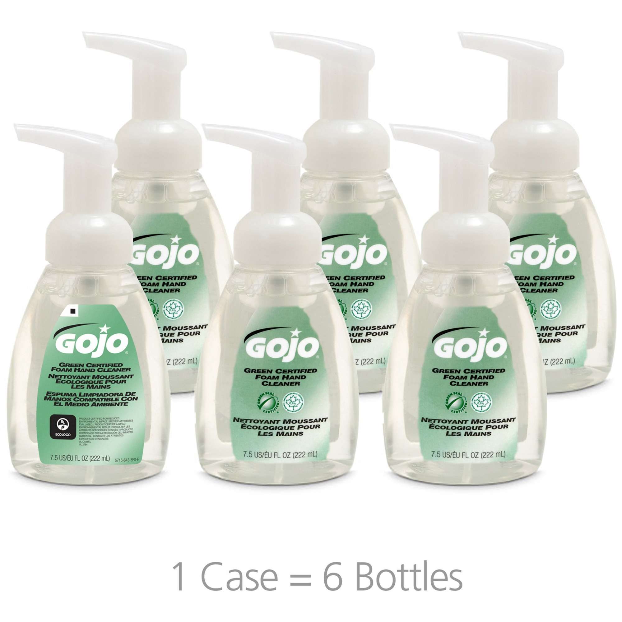 Gojo® Green Certified Foam Hand Cleaner - 7.5 fl oz (221.8 mL) - Push Pump Dispenser - Hand - Clear - 6 / Carton