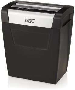 GBC ShredMaster PX10-06 Super Cross-Cut Paper Shredder - Non-continuous Shredder - Super Cross Cut - 10 Per Pass - for shredding Staples, Paper Clip - P-4 - 5.90 ft/min - 9" Throat - 6 Minute Run Time - 6 gal Wastebin Capacity - Black, Chrome