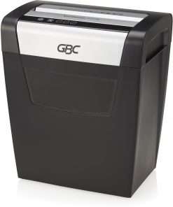 GBC ShredMaster PX12-06 Cross-Cut Paper Shredder - Non-continuous Shredder - Super Cross Cut - 10 Per Pass - for shredding Staples, Paper Clip - P-3 - 5.90 ft/min - 9" Throat - 6 Minute Run Time - 6 gal Wastebin Capacity - Black, Chrome