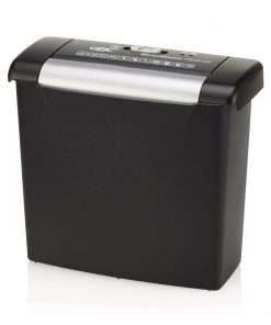 GBC ShredMaster PS06-02 Strip-Cut Paper Shredder - Non-continuous Shredder - Strip Cut - 6 Per Pass - for shredding Staples, Paper Clip - P-2 - 5.90 ft/min - 9" Throat - 2 Minute Run Time - 2.38 gal Wastebin Capacity - Black, Chrome