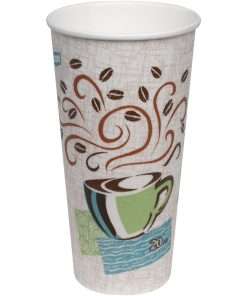 Dixie PerfecTouch Insulated Paper Hot Coffee Cups by GP Pro - 25 / Pack - 20 fl oz - 20 / Carton - White, Green, Brown - Paper - Hot Drink