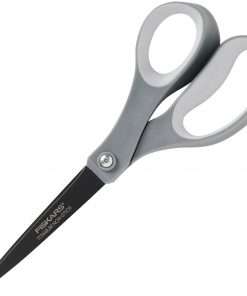 Fiskars Non-stick Titanium Softgrip Scissors - 8" Overall Length - Titanium - Gray - 2 / Pack