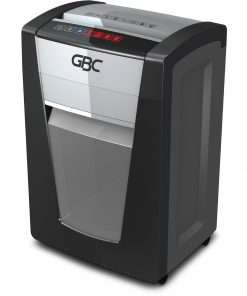 GBC ShredMaster SX20-08 Cross-Cut Paper Shredder - Non-continuous Shredder - Super Cross Cut - 20 Per Pass - for shredding Paper, Staples, Paper Clip - P-4 - 4 Hour Run Time - 8 gal Wastebin Capacity - Black, Chrome