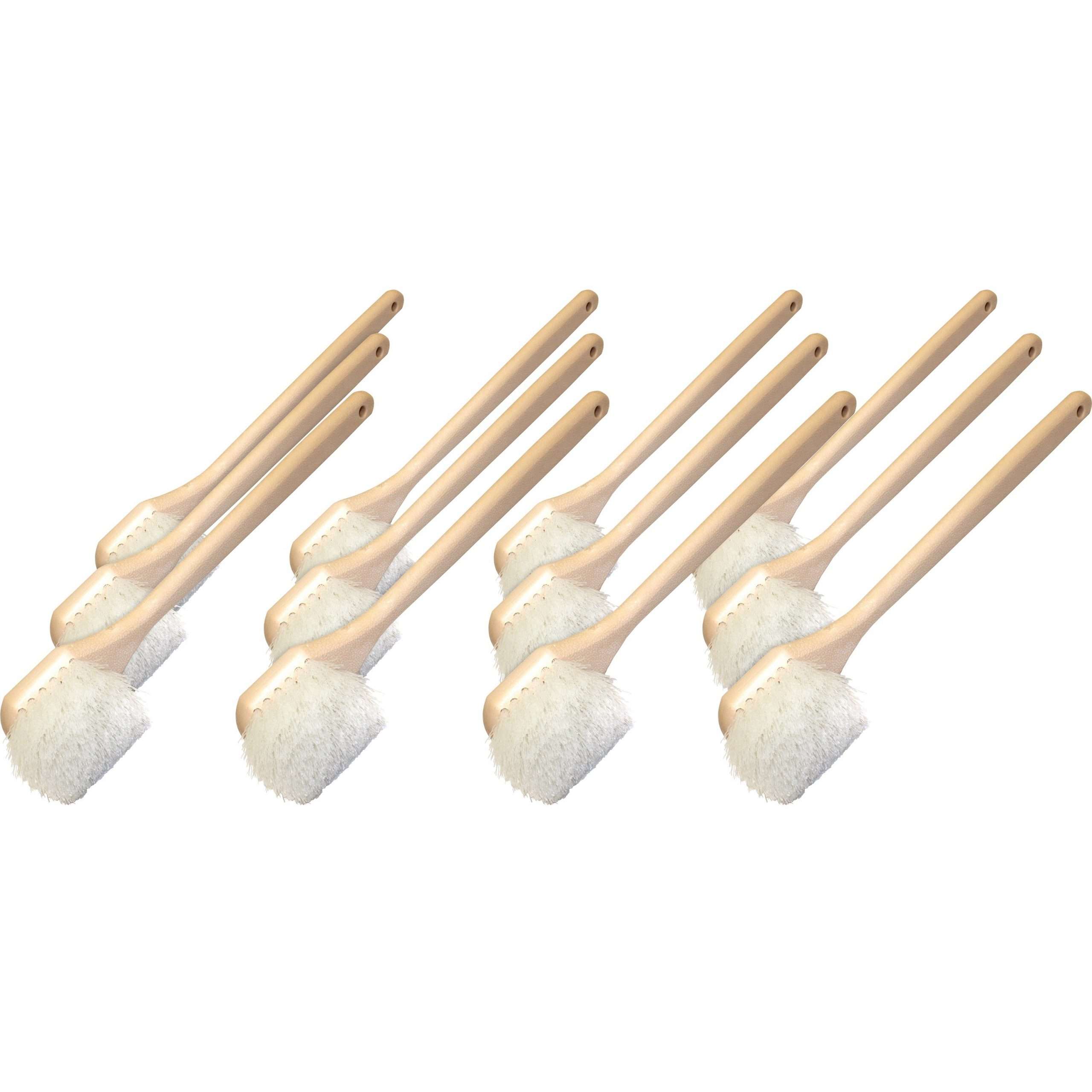 Genuine Joe 20" Nylon Utility Brush - Synthetic Fiber Bristle - 20" Handle Length - 12 / Carton - White