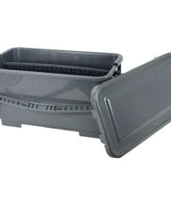 Genuine Joe Microfiber Mop Charging Bucket - 24 quart - Graduated, Sealable Lid - 10.3" x 12.6" - Microfiber - Gray - 1 Each