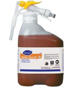 Diversey Stride Citrus Neutral Cleaner - Concentrate Liquid - 153.6 fl oz (4.8 quart) - Citrus Scent - 1 Each - Orange